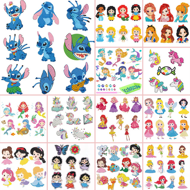 DIY Diamond Painting Sticker Kits for Kids Cartoon Stitch Diamond Mosaic  Art Crafts Stickers by Numbers